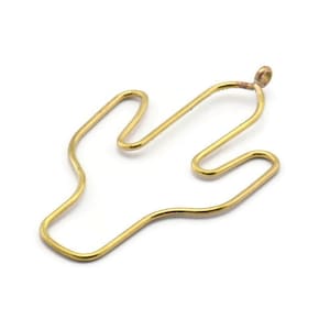 Cactus Earring Wires, 2 Raw Brass Cactus Earring Findings, Jewelry Supplies, Findings, Charms (54x31x1mm) Bs 1701