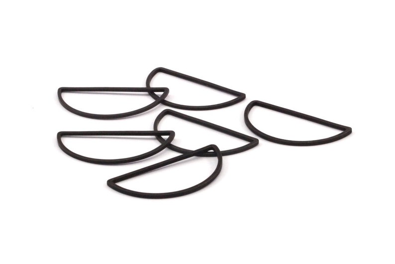 15x30x1.2mm Black Half Moon BS 1173 S587 12 Brass Black Oxidized Semi Circle Connectors