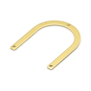 Brass U Shape Charm, 12 Raw Brass U Shaped Charms With 3 Holes (30x25x0.80mm) M02103