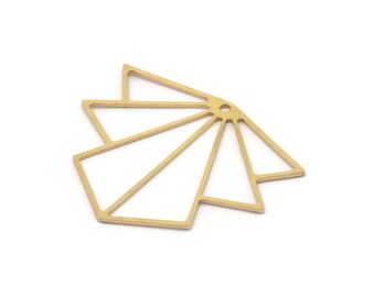 May include: A gold-coloured geometric charm with a fan-like design. The charm features a series of connected triangles and trapezoids, with a small hole at the top for attaching to jewellery. The charm is set against a white background.