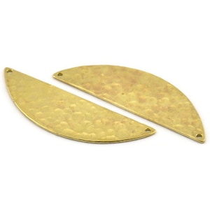 Brass Semi Circle, Hammered Raw Brass Half Moon Blanks With 2 Holes, Charms, Findings (51x16x1mm) N0920