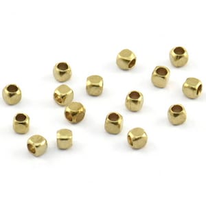 Tiny Spacer Bead, 100 Raw Brass Tiny Square Cube Spacer Beads (2mm) B0071