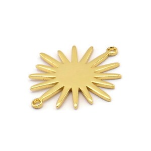 Gold Sunny Connector, 4 Gold Plated Brass Sunny Connectors With 2 Loops (26.5x22x0.9mm) E039 Q0654
