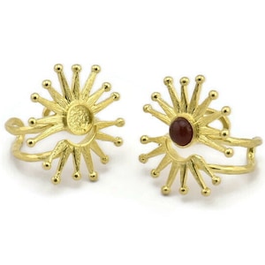 Brass Ring Setting, Raw Brass Adjustable Rings With 1 Stone Settings - Pad Size 6mm N1282