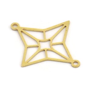 Brass Star Charm, 24 Raw Brass North Star Charms With 2 Loops, Connector Findings (28x24.5x0.60mm) A5190
