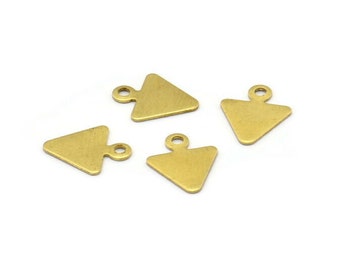 Brass Triangle Charm, 50 Raw Brass Triangle Charms With Loop (8x9.8mm) A0504