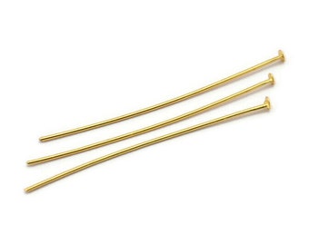 100 Raw Brass Head Pin, Findings (50mmx0.80mm) BRC037