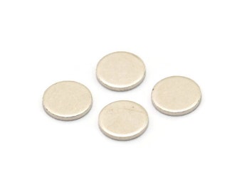 Silver Round Tag, 24 Antique Silver Plated Brass Round Stamping Blanks, Findings (8x1mm) A4133
