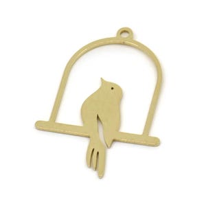 Brass Bird Charm, Raw Brass Bird Charms With 1 Loop, Animal Jewelry Findings (30x21x0.80mm) SMP2587
