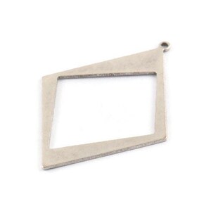 Silver Diamond Charm, 6 Antique Silver Plated Brass Rhombus Charms With 1 Loop, Pendants, Earrings, Findings (42x30x0.80mm) D1050