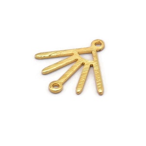 Gold Sun Charm, 6 Textured Gold Plated Brass Sun Charms With 2 Loops (18x17x0.80mm) M02428
