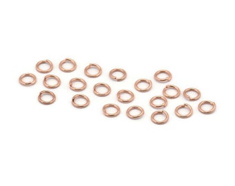 Anillo de salto de 5 mm, 250 anillos de salto de latón en tono oro rosa (5 x 0,7 mm) A1015