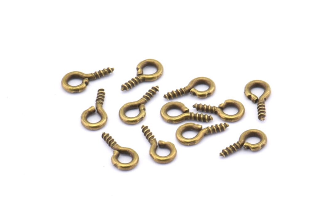 Screw Eye Pin, 100 Antique Brass Screw Hook Eye Pins 8x4mm A1050 Etsy