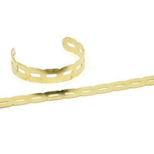 Adjustable Bangle Bracelet, Raw Brass Flat Bracelet With 2 Holes, Raw Brass Bracelet, Brass Bracelet Bangle (145x13x0.80mm) SMP1805