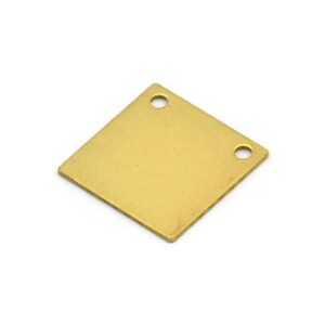 Raw Brass Square, 20 Raw Brass Square Blanks With 2 Holes 13x0.50mm D0302 画像 1