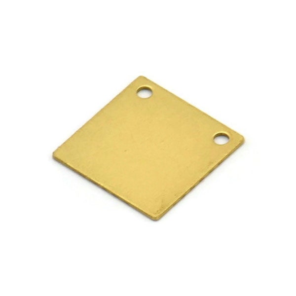 Raw Brass Square, 20 Raw Brass Square Blanks Met 2 Gaten (13x0.50mm) D0302