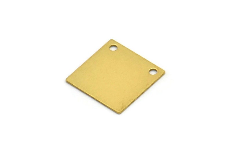 Raw Brass Square, 20 Raw Brass Square Blanks With 2 Holes 13x0.50mm D0302 画像 1