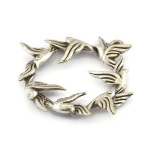 Silver Birds Charm,  Antique Silver Plated Brass Birds Charms With 1 Loops, Pendants, Findings (35mm) N1003