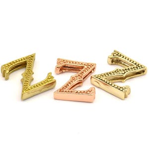 Pingentes de 3 letras, 3 alfabetos de letras de latão, opções de acabamento em ouro rosa e ouro, letras maiúsculas, pingente inicial de letra para colares personalizados