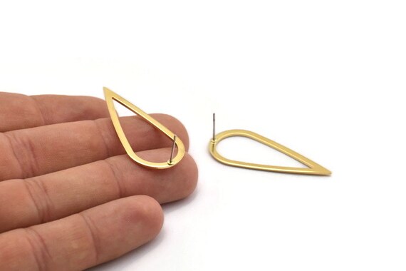 Brass Drop Earring, 4 Raw Brass Drop Stud Earrings