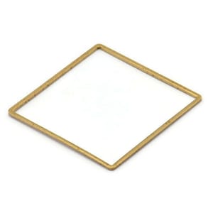 Square Ring Charm 6 Raw Brass Square Connectors 42mm Bs image 1