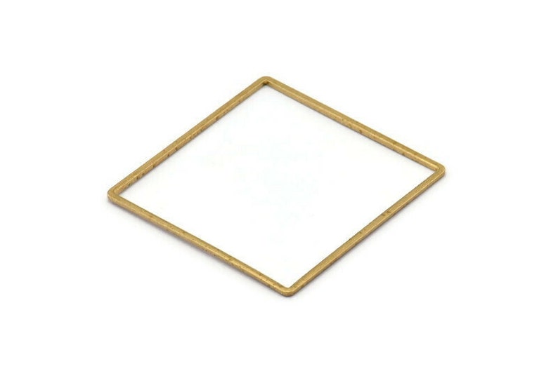 Square Ring Charm 6 Raw Brass Square Connectors 42mm Bs image 1