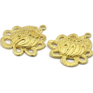 Brass Flower Charm, Raw Brass Flower Charms With 1 Loop, Earring Findings (28x26mm) N1961