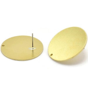 Brass Round Earring, 2 Raw Brass Round Shaped Stud Earring With 1 Hole (27x1mm) M03218 A2599