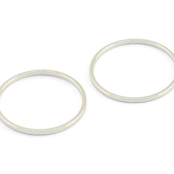 Silver Circle Connector, 24 Silver Tone Circle Connectors, Rings, Findings (18x0.8mm) BS 2094