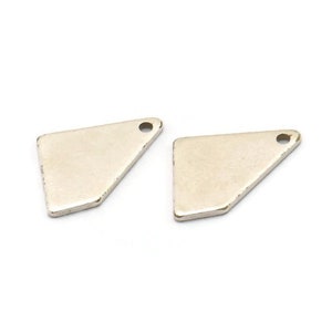 Silver Diamond Charm, 24 Antique Silver Plated Brass Rhombus Stamping Blanks With 1 Hole, Earrings, Findings (14x9x0,80mm) D0672