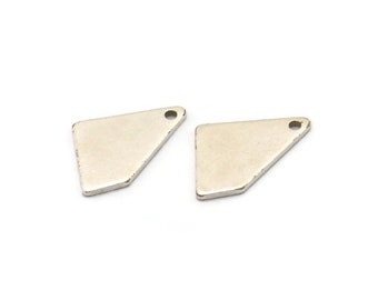 Silver Diamond Charm, 24 Antique Silver Plated Brass Rhombus Stamping Blanks With 1 Hole, Earrings, Findings (14x9x0,80mm) D0672