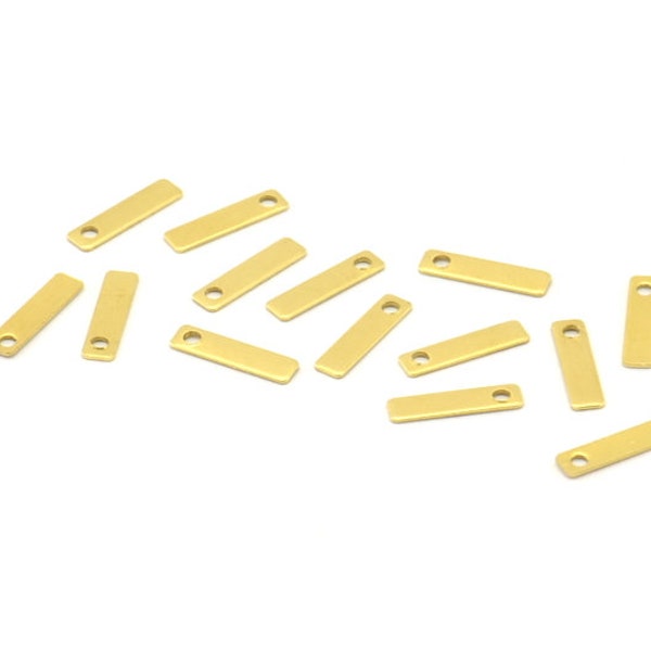 Tiny Rectangle Bar, 250 Raw Brass Rectangle Stamping Blanks with 1 Hole, Necklace Finding (10x2.5x0.40mm) A1120