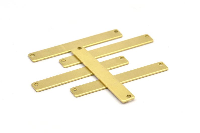 6x44x1mm Brass Personalized Bar 24 Raw Brass Stamping Necklace Blanks With 2 Holes D229