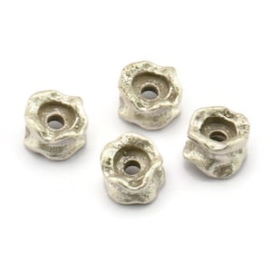 Rondelle 10mm Spacer Bead, 6 Antique Silver Plated Brass Rondelle Beads, Findings (10x5.4mm) N0278