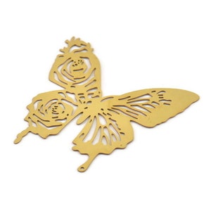 Ciondolo a forma di farfalla in ottone, 6 ciondoli a forma di farfalla in ottone grezzo con 1 foro, orecchini, accessori (41x40x0,40 mm) D1422