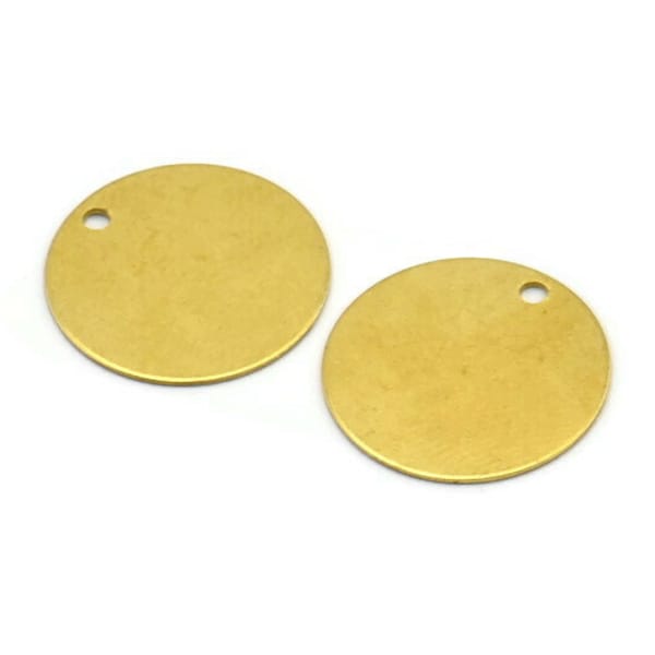 Personalized Letter Tag, 50 Raw Brass Cabochon Tags, Stamping Tags (16mm) Brs 64 A0291