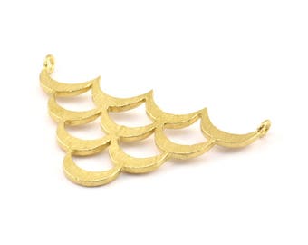 Brass Crescent Pendant, 2 Raw Brass Textured Wide Crescent Moon Necklace Pendants With 2 Loops, Charms (27x45x1.5mm) BS 1961