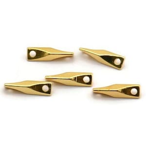 Goudkleurige connector met structuur, 12 vergulde messing connectoren met textuur en 2 gaten (11 x 2,4 mm) BS 2216