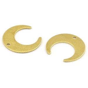 Brass Moon Charm, 24 Raw Brass Crescent Moon With 1 Hole, Earrings (20x19x0.80mm) A1442
