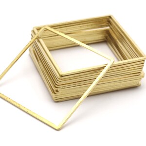 Square Ring Charm 6 Raw Brass Square Connectors 42mm Bs image 4