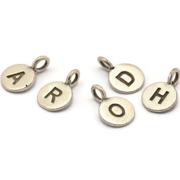 Silver Letter Charm, Antique Silver Plated Brass, Silver Letter, Letter Beads, Alphabet Charms, İnitial Letters, Bracelet Charm -  F128