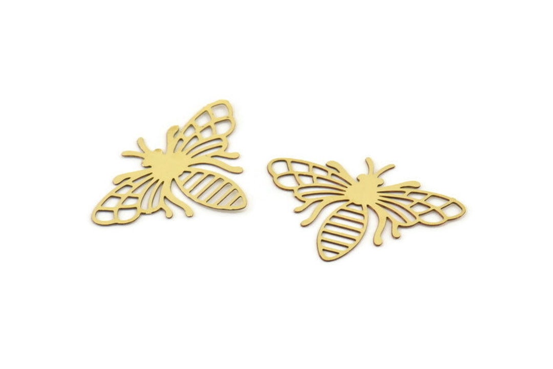Brass Bee Charm, 20 Raw Brass Bee Charms, Findings (19x26x0