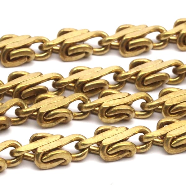 Link Chain, Faceted Chain, Brass Chain, 2 M Faceted Raw Brass Chain (5x3.2mm) Bs 1366