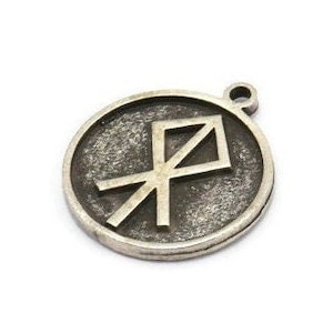 Nordische Runen Anhänger, 2 Antike versilberte Messing Wikinger Talisman Von Consagracion Symbol Anhänger mit 1 Öse (20x17x1.5 mm) N2041