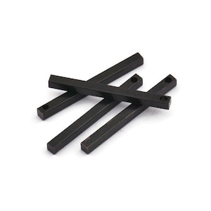 Tiny Necklace Bar, 12 Oxidized Black Brass Bars, Necklace, Earring Findings (2.5x2.5x30mm) D0236
