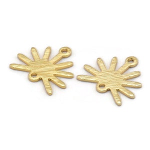 Gold Sun Charm, 8 Textured Gold Plated Brass Sun Charms With 2 Loops (13x15x0.80mm) M02259