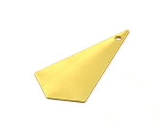 Triangolo ottone, 12 ciondoli triangolari in ottone grezzo con 1 foro (38x20x0,60 mm) U017