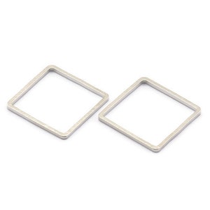 Silver Square Charm, 50 Silver Tone Square Ring Charms (16x0.9mm) BS 2157