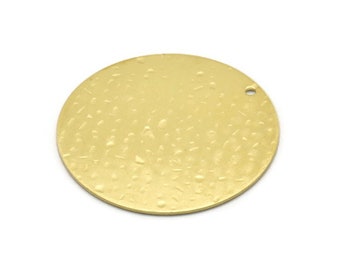 Charm redondo de latón, 2 charms de latón crudo texturizado con 1 orificio, colgantes, accesorios (35 x 0,80 mm) M02991
