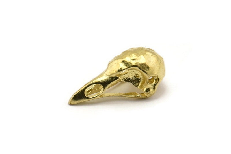 小さな鳥の頭蓋骨、生の真鍮製の鳥の頭蓋骨ペンダント、(25x12x11mm
